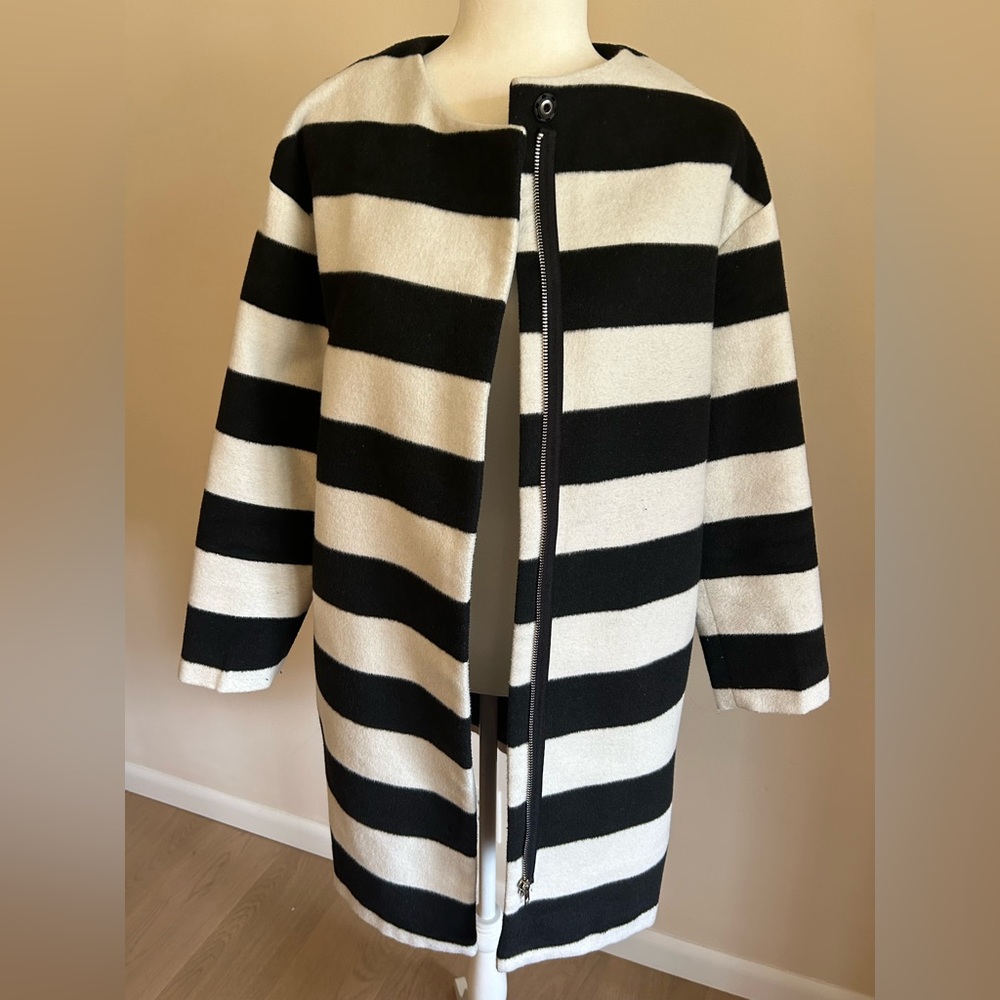 Black and White Striped Coat by FRNCH in ladies small like new